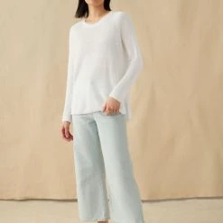 White + Warren Linen Easy Crewneck