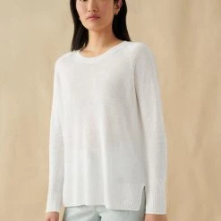 White + Warren Linen Easy Crewneck