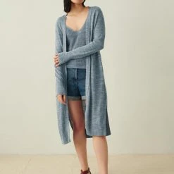 White + Warren Vacation Wardrobe Linen Long Open Cardigan