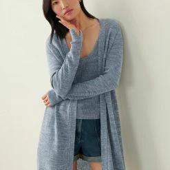 White + Warren Vacation Wardrobe Linen Long Open Cardigan