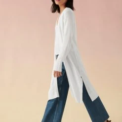 White + Warren Linen Long Open Cardigan