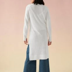White + Warren Linen Long Open Cardigan