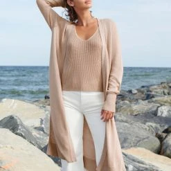 White + Warren Vacation Wardrobe Linen Long Open Cardigan