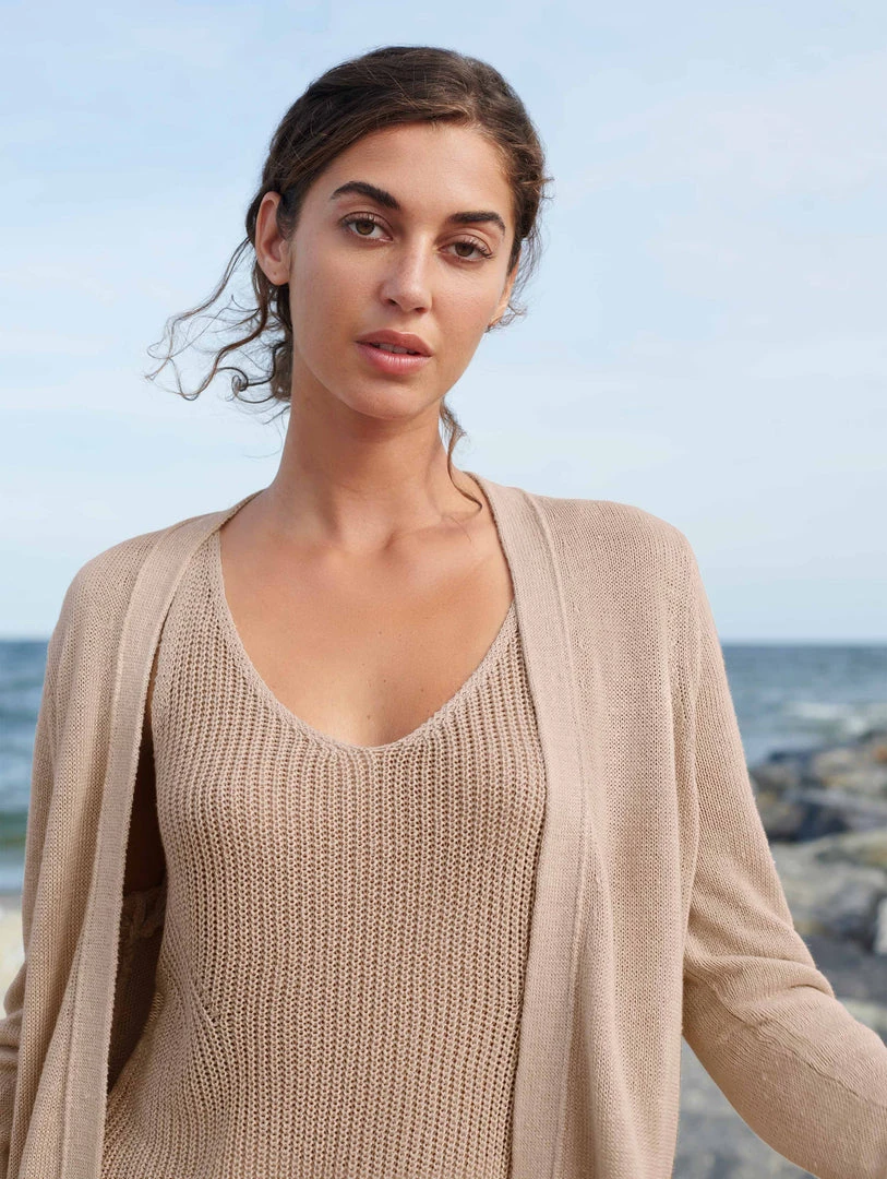 White + Warren Linen Ribbed V Neck Tank Vacation Wardrobe