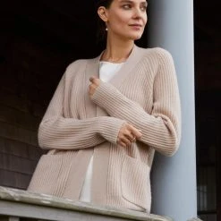 White + Warren Cardigans Recycled Cashmere Ribbed Open Cardigan