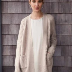 White + Warren Cardigans Recycled Cashmere Ribbed Open Cardigan