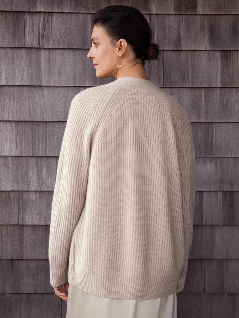 White + Warren Cardigans Recycled Cashmere Ribbed Open Cardigan