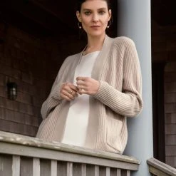 White + Warren Cardigans Recycled Cashmere Ribbed Open Cardigan