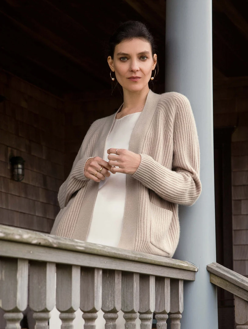 White + Warren Cardigans Recycled Cashmere Ribbed Open Cardigan