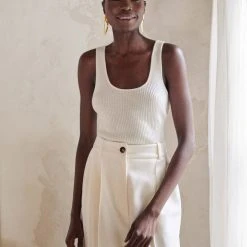 White + Warren Cashmere Ribbed Tank Tops + Tees