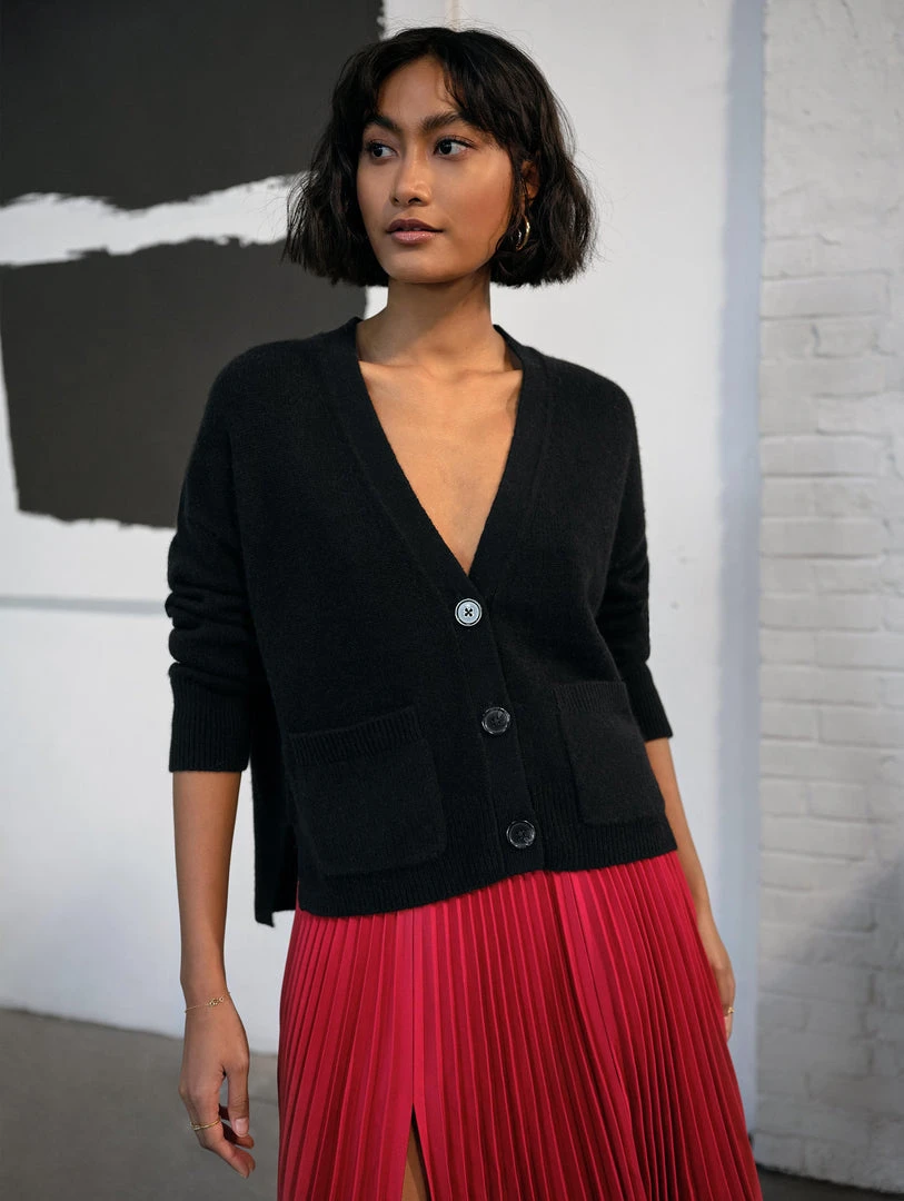 White + Warren Cardigans Cashmere Cropped V Neck Cardigan