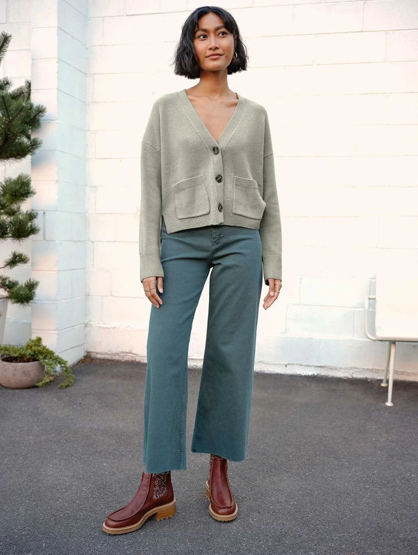 White + Warren Cardigans Cashmere Cropped V Neck Cardigan