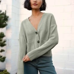 White + Warren Cardigans Cashmere Cropped V Neck Cardigan