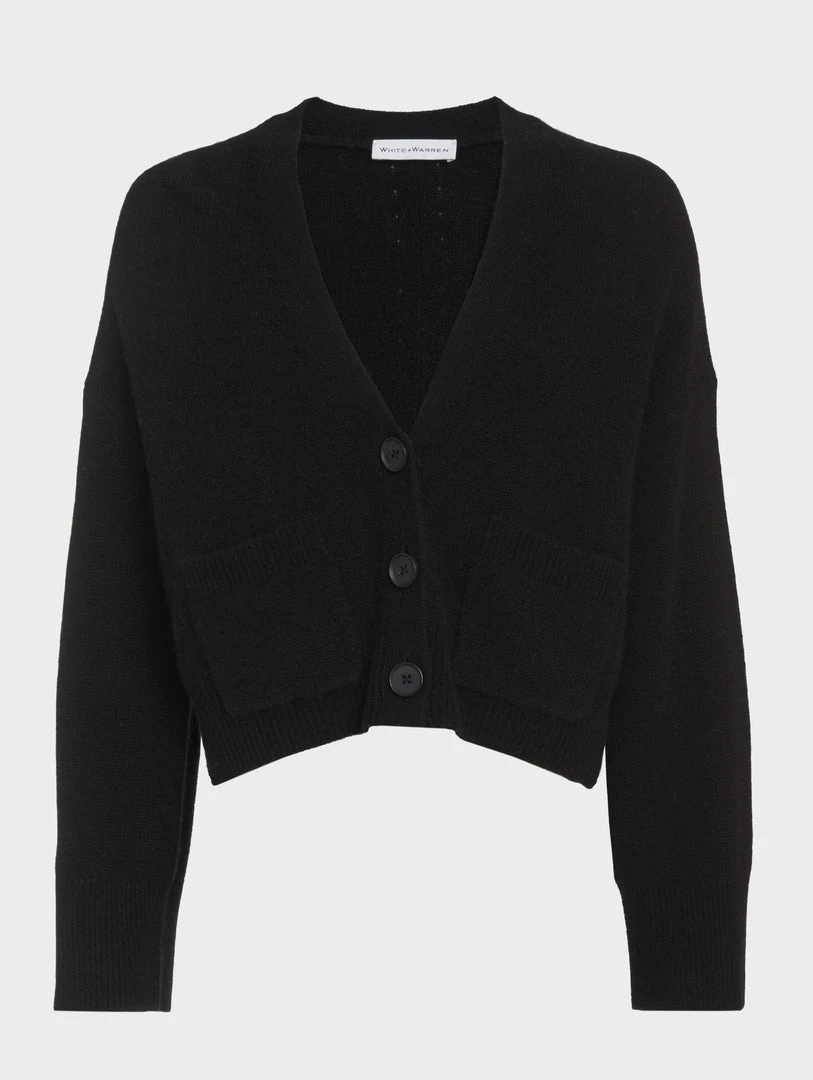 White + Warren Cardigans Cashmere Cropped V Neck Cardigan
