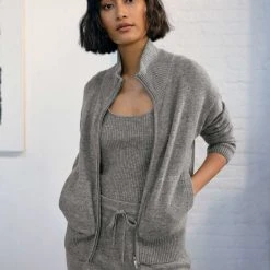 White + Warren Cardigans Cashmere Zip Up Jacket