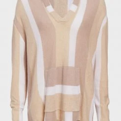 White + Warren Cashmere Striped Baja Hoodie