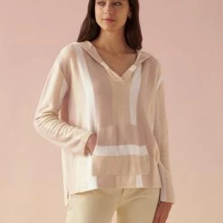 White + Warren Cashmere Striped Baja Hoodie