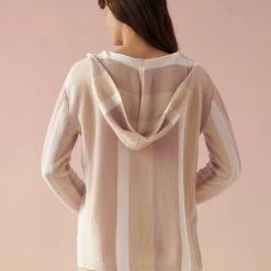 White + Warren Cashmere Striped Baja Hoodie