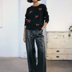 White + Warren Cashmere Heart Intarsia Sweatshirt Pattern Shop