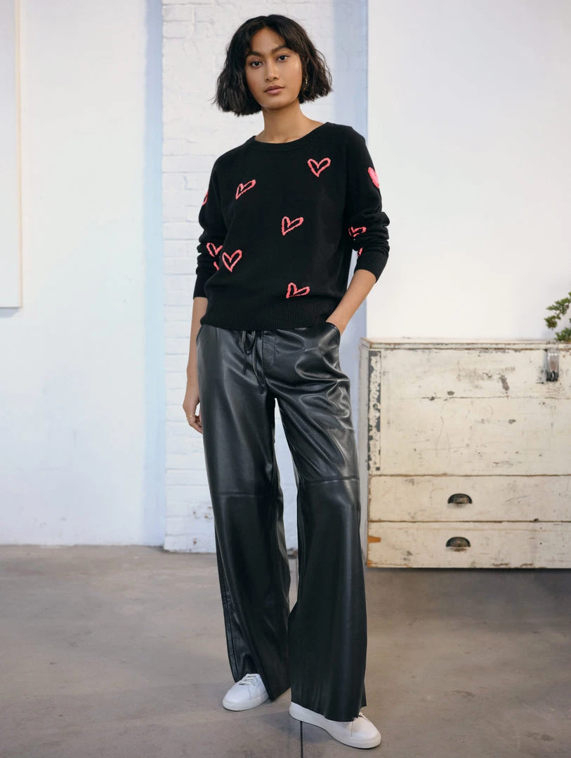 White + Warren Cashmere Heart Intarsia Sweatshirt Pattern Shop