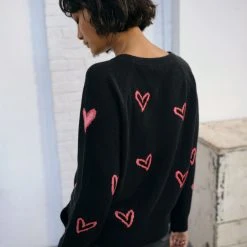 White + Warren Cashmere Heart Intarsia Sweatshirt Pattern Shop