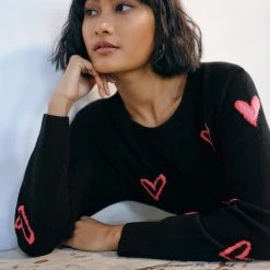White + Warren Cashmere Heart Intarsia Sweatshirt Pattern Shop