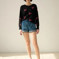 White + Warren Cashmere Heart Intarsia Sweatshirt Pattern Shop