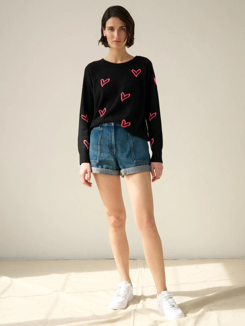 White + Warren Cashmere Heart Intarsia Sweatshirt Pattern Shop