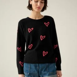 White + Warren Cashmere Heart Intarsia Sweatshirt Pattern Shop