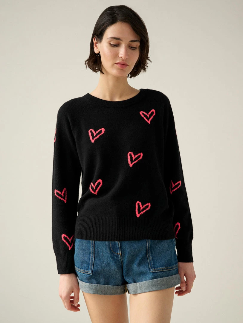 White + Warren Cashmere Heart Intarsia Sweatshirt Pattern Shop