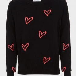White + Warren Cashmere Heart Intarsia Sweatshirt Pattern Shop
