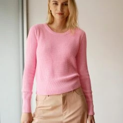 White + Warren Sweaters Cotton Shrunken Thermal Crewneck