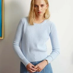 White + Warren Cotton Shrunken Thermal Crewneck Sweaters