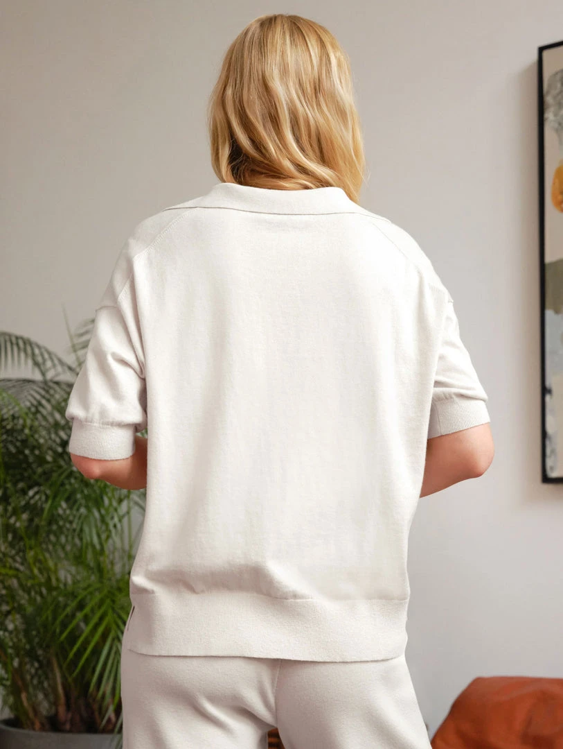 White + Warren Cotton Cashmere Polo Top