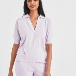 White + Warren Cotton Cashmere Polo Top Sweaters