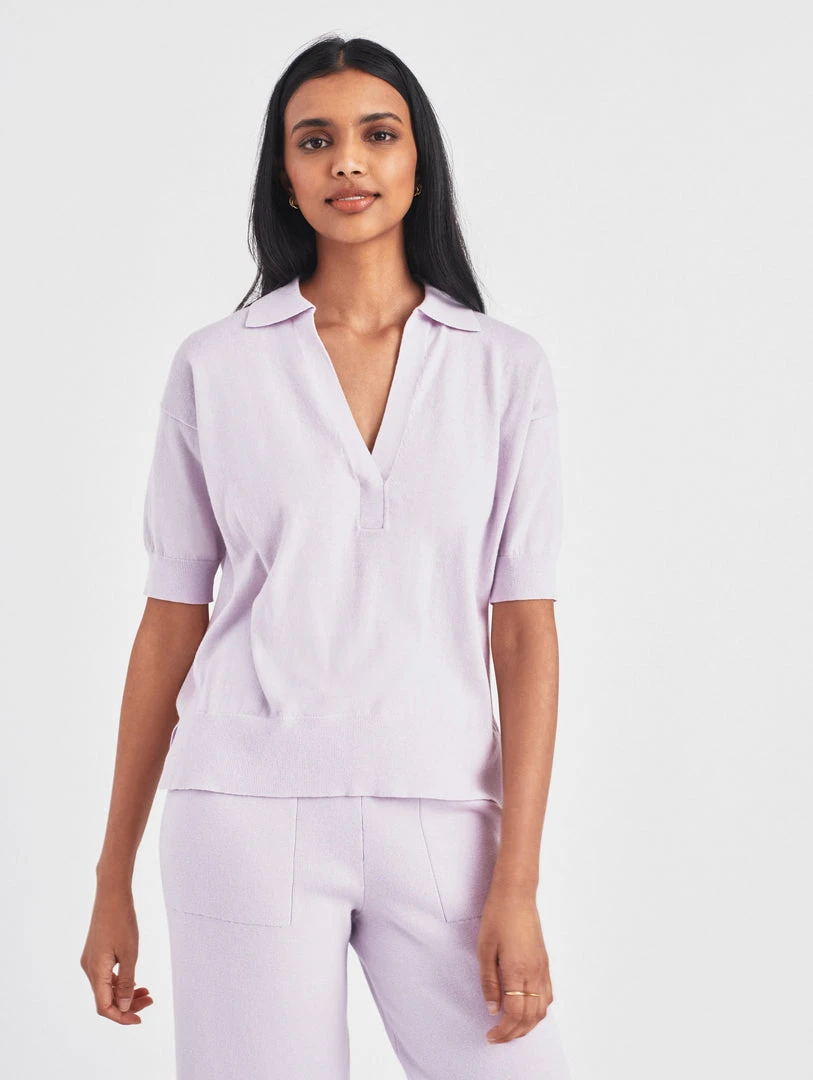 White + Warren Cotton Cashmere Polo Top Sweaters