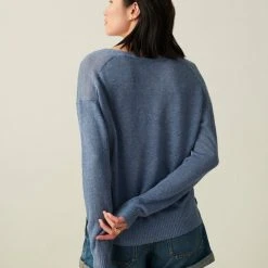 White + Warren Linen Easy V Neck