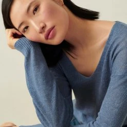 White + Warren Linen Easy V Neck