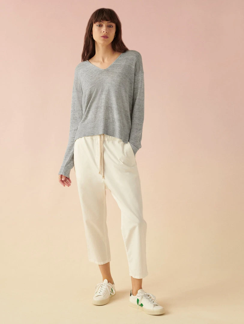 White + Warren Best-Sellers Linen Easy V Neck