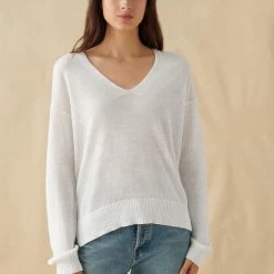 White + Warren Linen Easy V Neck Best-Sellers