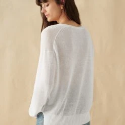 White + Warren Linen Easy V Neck Best-Sellers
