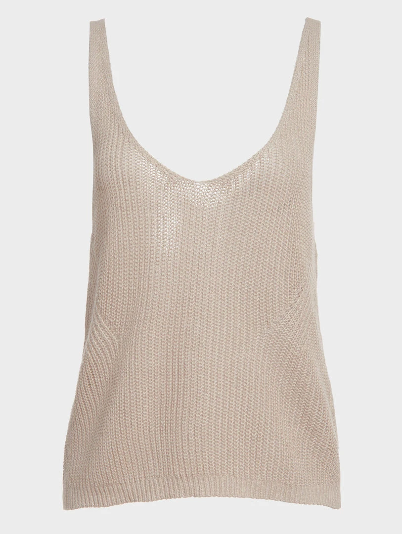 White + Warren Linen Ribbed V Neck Tank Vacation Wardrobe