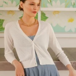 White + Warren Linen Blend Shrunken Cardigan Best-Sellers