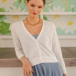 White + Warren Linen Blend Shrunken Cardigan Best-Sellers