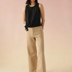 White + Warren Linen Slub Side Tie Tank