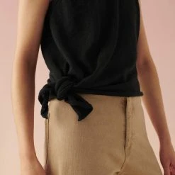 White + Warren Linen Slub Side Tie Tank