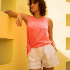 White + Warren Linen Slub Side Tie Tank