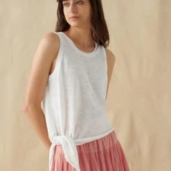 White + Warren Linen Slub Side Tie Tank Vacation Wardrobe