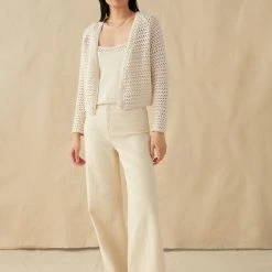 White + Warren Italian Blend Crochet Cardigan