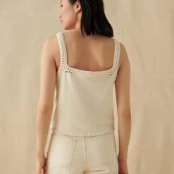 White + Warren Italian Blend Crochet Trim Tank